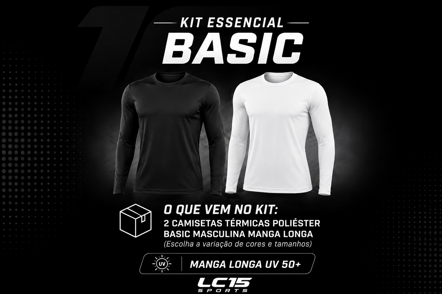 Camiseta T&eacute;rmica Masculina Poliamida Premium Manga Longa UV 50+ LC15 Sports